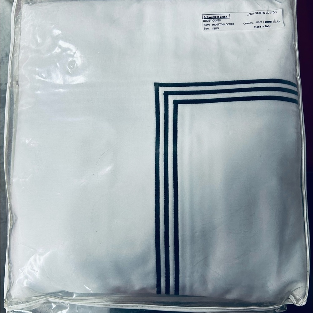 Schweitzer Linen “Hampton Court” King Duvet Cover 300 Sateen Cotton Italy NIP!!